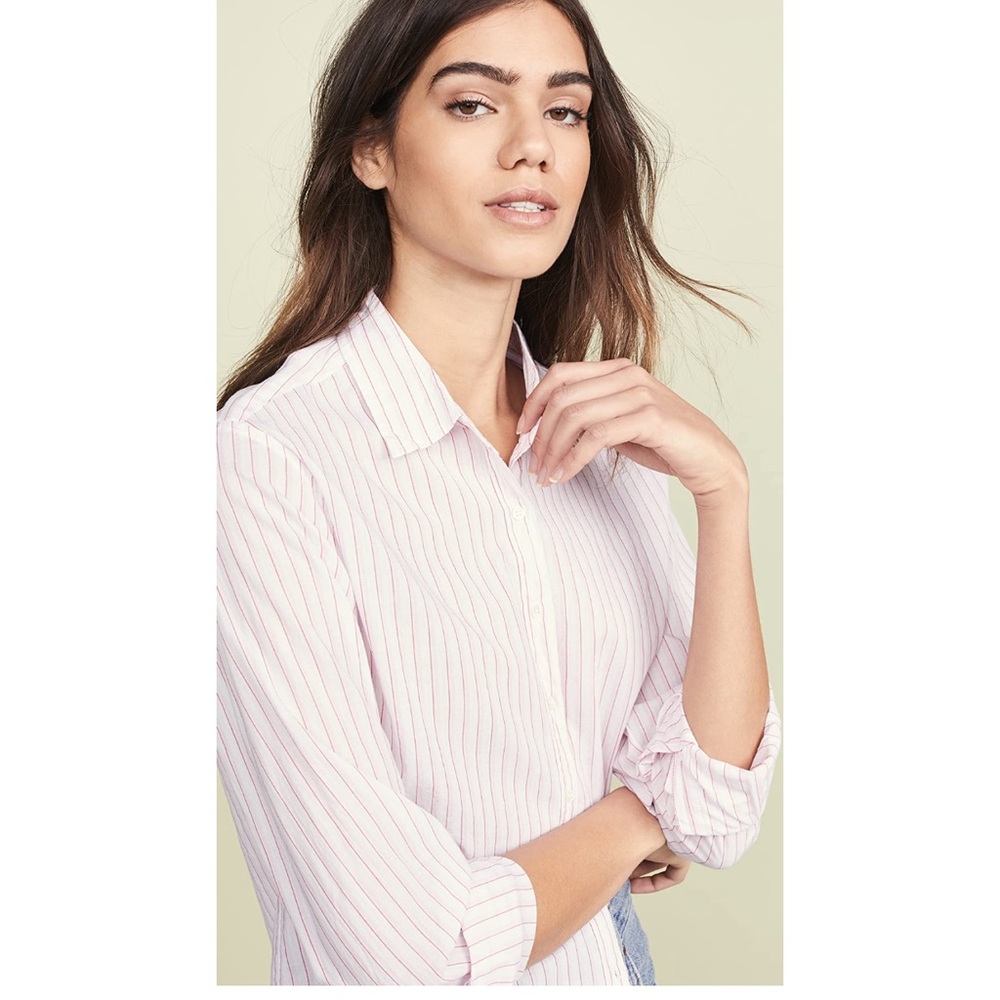Xirena Beau button up shirt L, new, pink stripes Pinque